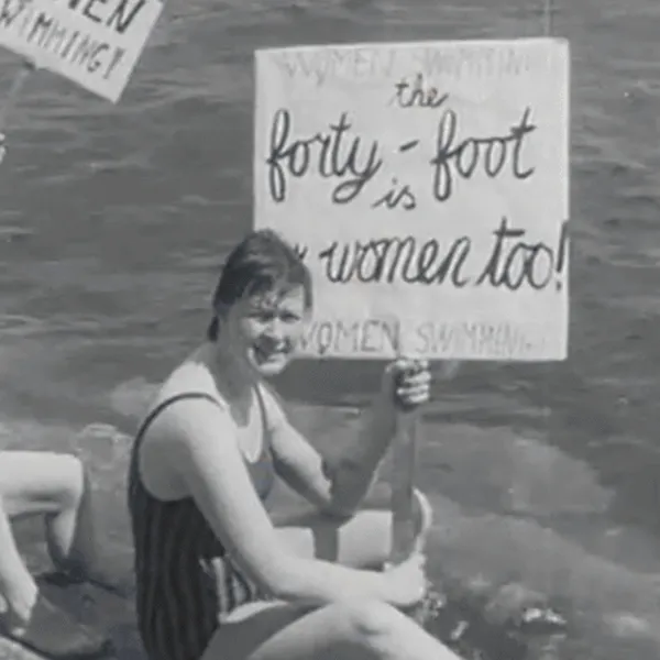 Woman bather protesting for equal rights
